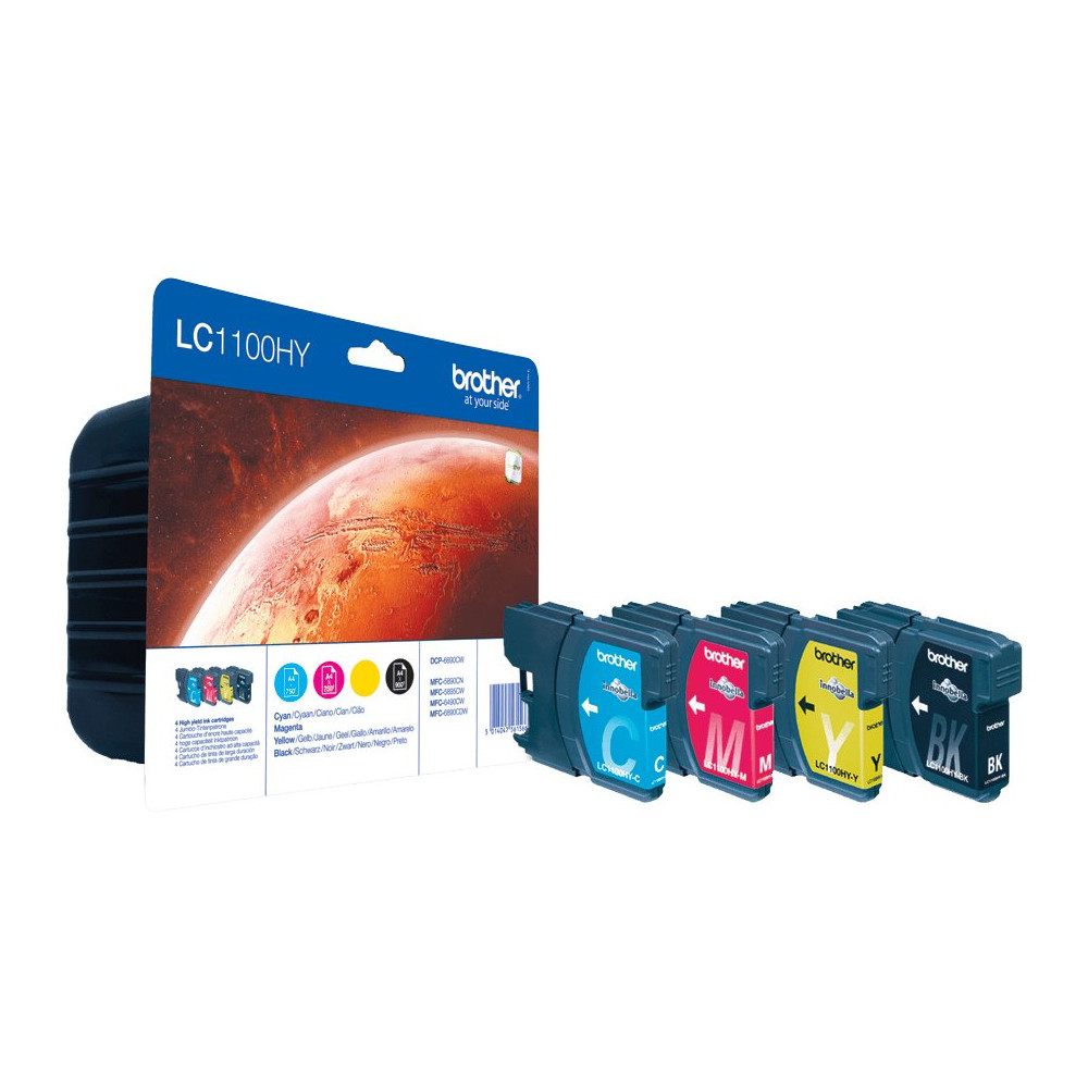 Brother LC1100HYVALBP cartuccia d'inchiostro 4 pz Originale Nero, Ciano, Magenta, Giallo