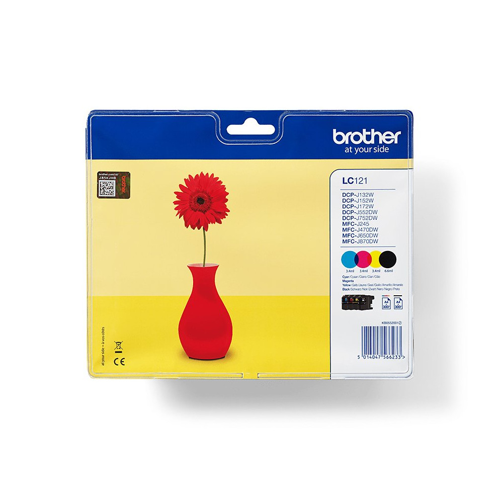 Brother LC121VALBPDR cartuccia d'inchiostro 4 pz Originale Nero, Ciano, Magenta, Giallo