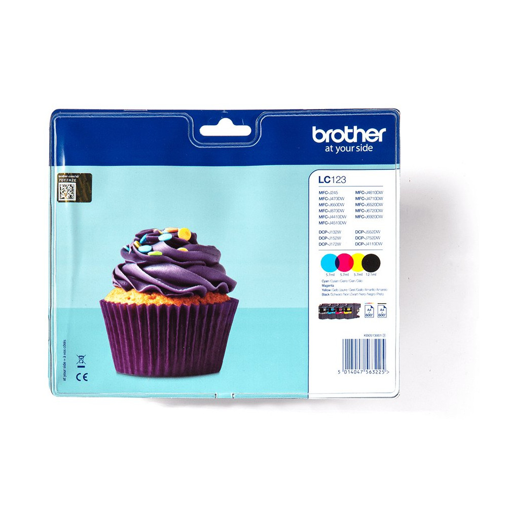 Brother LC123VALBPDR cartuccia d'inchiostro 1 pz Originale Nero, Ciano, Magenta, Giallo