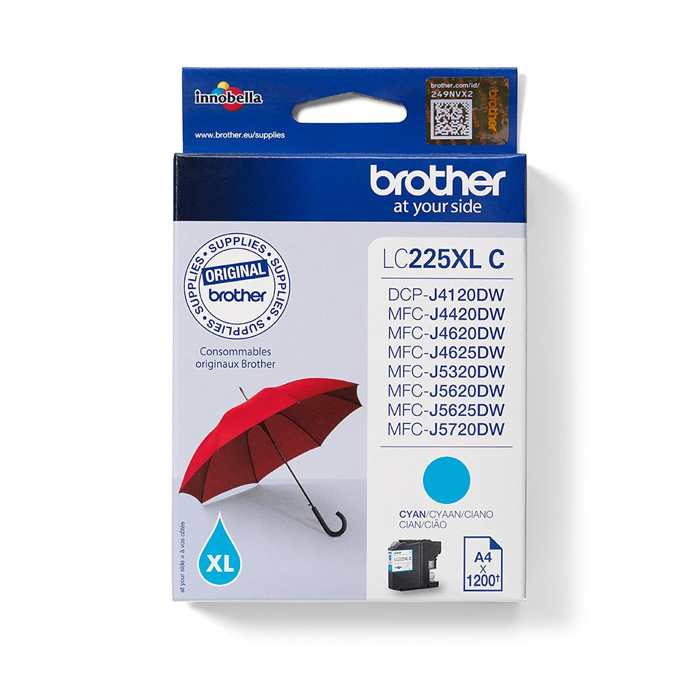 Brother LC225XLC cartuccia d'inchiostro 1 pz Originale Ciano