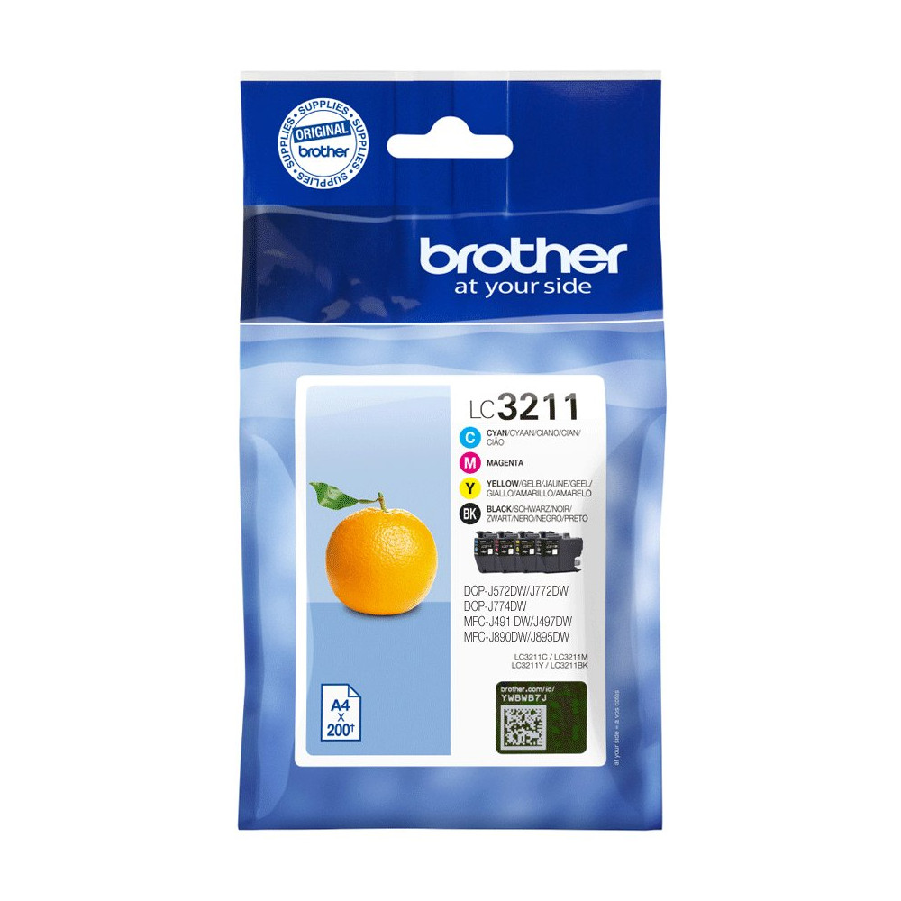 Brother LC3211VAL cartuccia d'inchiostro 4 pz Originale Resa standard Nero, Ciano, Magenta, Giallo