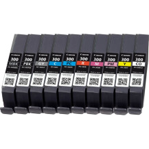 Canon PFI-300 cartuccia d'inchiostro 10 pz Originale Nero, Blu, Ciano, Grigio, Magenta, Nero per foto, Magenta per foto, Rosso, 