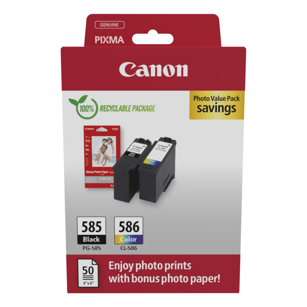 Canon PG-585/CL-586 PVP cartuccia d'inchiostro 2 pz Originale Nero, Ciano, Magenta, Giallo