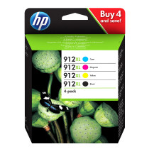 HP 912XL 4-pack Black/Cyan/Magenta/Yellow Original Ink Cartridges cartuccia d'inchiostro 4 pz Originale Resa elevata (XL) Nero, 
