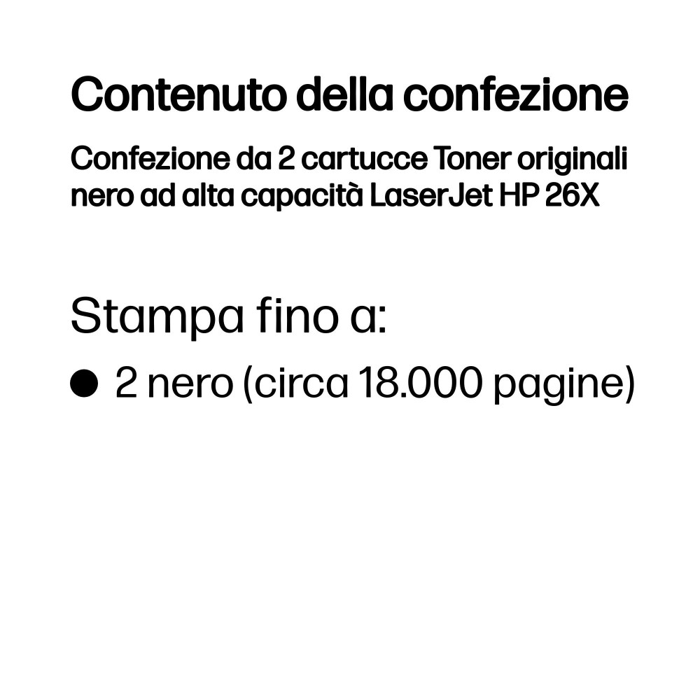 HP Confezione da 2 cartucce Toner originali nero ad alta capacità LaserJet 26X