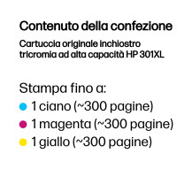 HP Cartuccia originale inchiostro tricromia ad alta capacità 301XL
