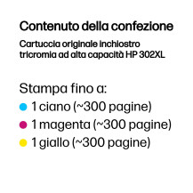 HP Cartuccia originale inchiostro tricromia ad alta capacità 302XL