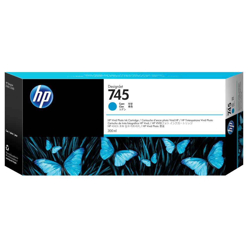 HP Cartuccia Inchiostro Ciano DesignJet 745, 300 ml