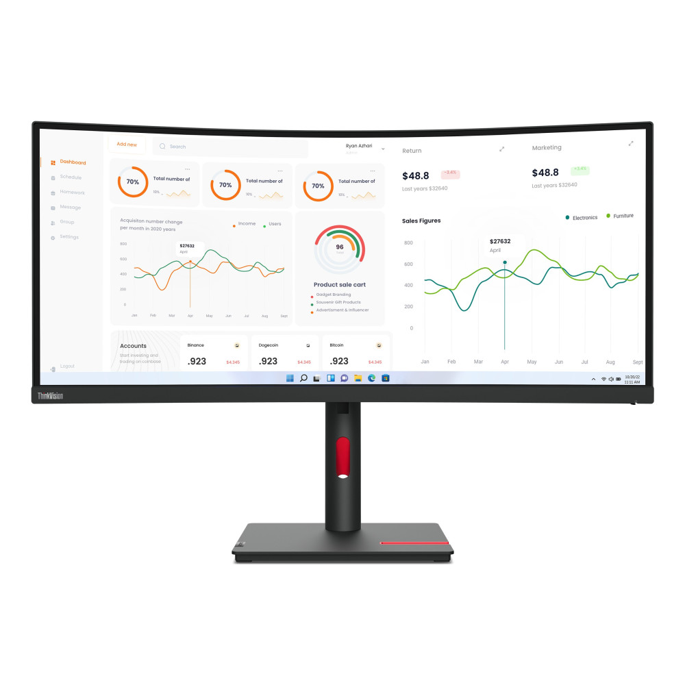 Lenovo ThinkVision T34w-30 LED display 86,4 cm (34") 3440 x 1440 Pixel Wide Quad HD Nero Lenovo ThinkVision T34w-30 LED display 86,4 cm (34") 3440 x 1440 Pixel Wide Quad HD Nero