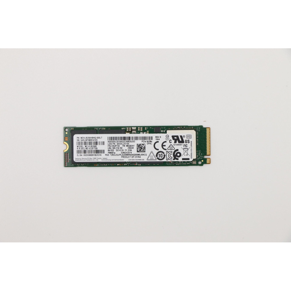 Lenovo 00UP734 drives allo stato solido 256 GB M.2 PCI Express NVMe Lenovo 00UP734 drives allo stato solido 256 GB M.2 PCI Express NVMe