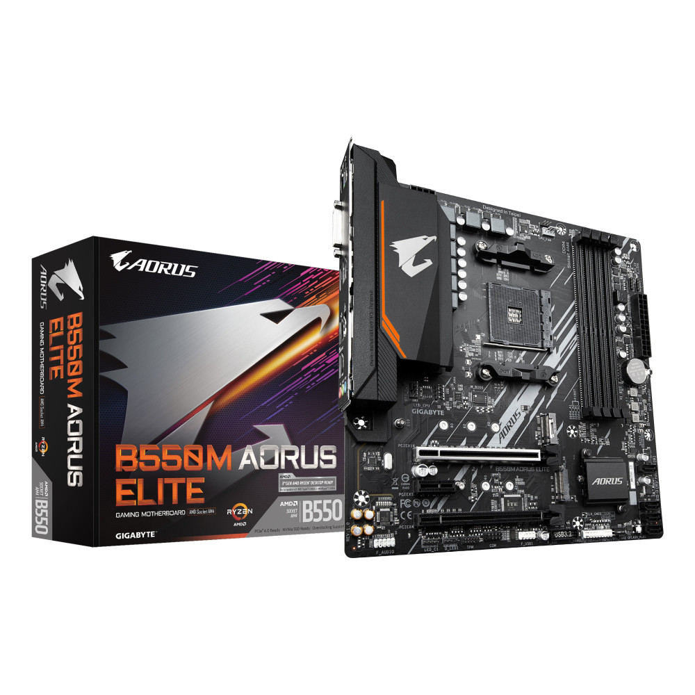 GIGABYTE B550M AORUS ELITE Scheda madre - CPU AMD Ryzen 5000, VRM a 5+3 fasi, fino a 4733 MHz DDR4, 1xPCIe 4.0 + 1xPCIe 3.0 M.2, GIGABYTE B550M AORUS ELITE Scheda madre - CPU AMD Ryzen 5000, VRM a 5+3 fasi, fino a 4733 MHz DDR4, 1xPCIe 4.0 + 1xPCIe 3.0 M.2,