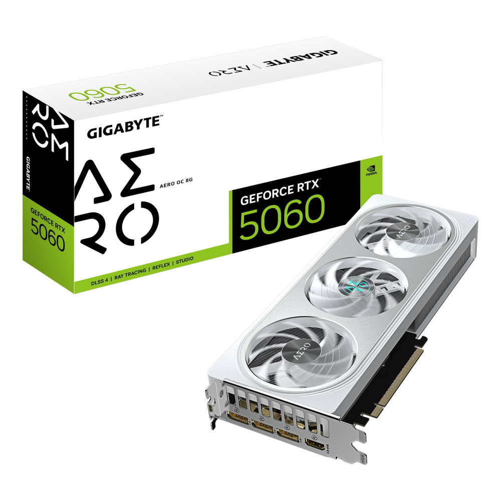 GIGABYTE GeForce RTX 5060 AERO OC 8G Scheda Grafica - 8GB GDDR7, 128bit, PCI-E 5.0, 2595 MHz Frequenza core, 3 x DisplayPort, 1 GIGABYTE GeForce RTX 5060 AERO OC 8G Scheda Grafica - 8GB GDDR7, 128bit, PCI-E 5.0, 2595 MHz Frequenza core, 3 x DisplayPort, 1