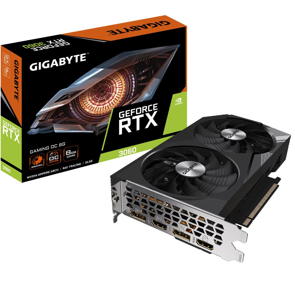 GIGABYTE GAMING GeForce RTX 3060 OC 8G (rev. 2.0) NVIDIA 8 GB GDDR6 GIGABYTE GAMING GeForce RTX 3060 OC 8G (rev. 2.0) NVIDIA 8 GB GDDR6