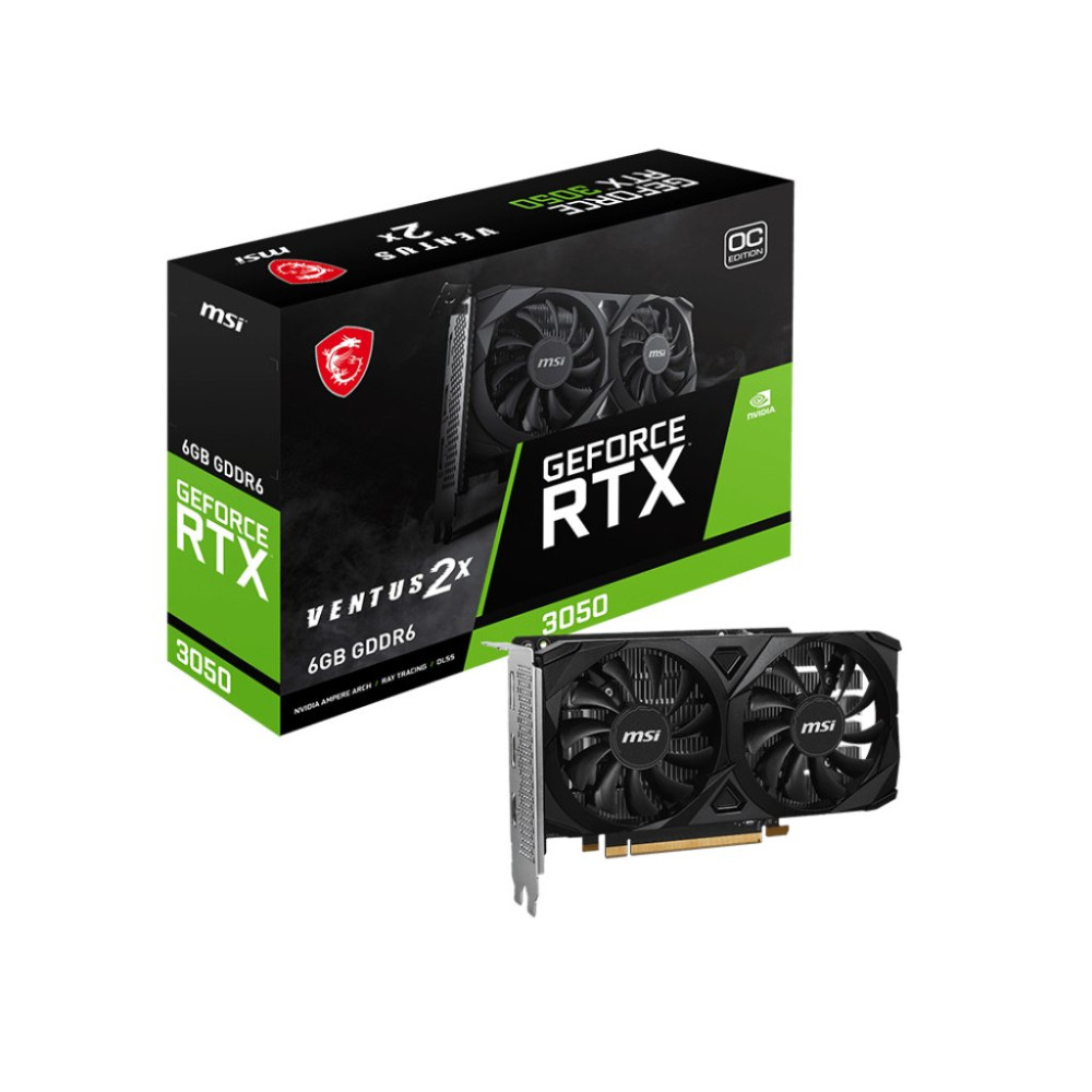 MSI VENTUS GeForce RTX 3050 2X E 6G OC NVIDIA 6 GB GDDR6 MSI VENTUS GeForce RTX 3050 2X E 6G OC NVIDIA 6 GB GDDR6