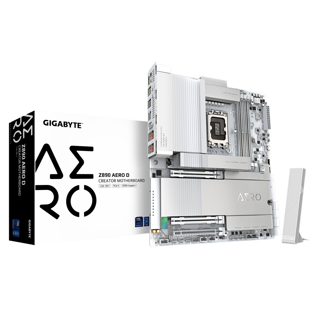 GIGABYTE Z890 AERO D Scheda Madre - Supporta CPU Intel Core Ultra (Serie 2), VRM a 16+1+2 fasi, fino a 9500MHz DDR5 (OC), PCIe 5 GIGABYTE Z890 AERO D Scheda Madre - Supporta CPU Intel Core Ultra (Serie 2), VRM a 16+1+2 fasi, fino a 9500MHz DDR5 (OC), PCIe 5