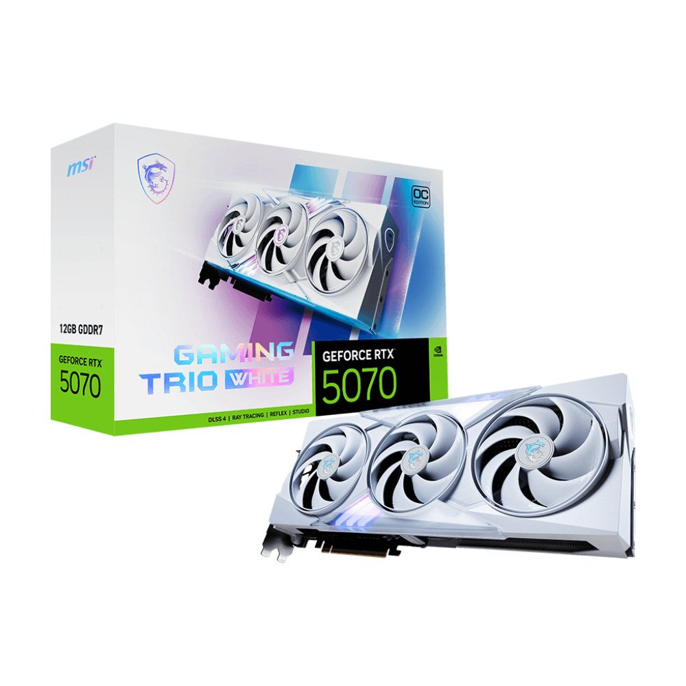 MSI GAMING GeForce RTX 5070 12G TRIO OC WHITE NVIDIA 12 GB GDDR7 MSI GAMING GeForce RTX 5070 12G TRIO OC WHITE NVIDIA 12 GB GDDR7