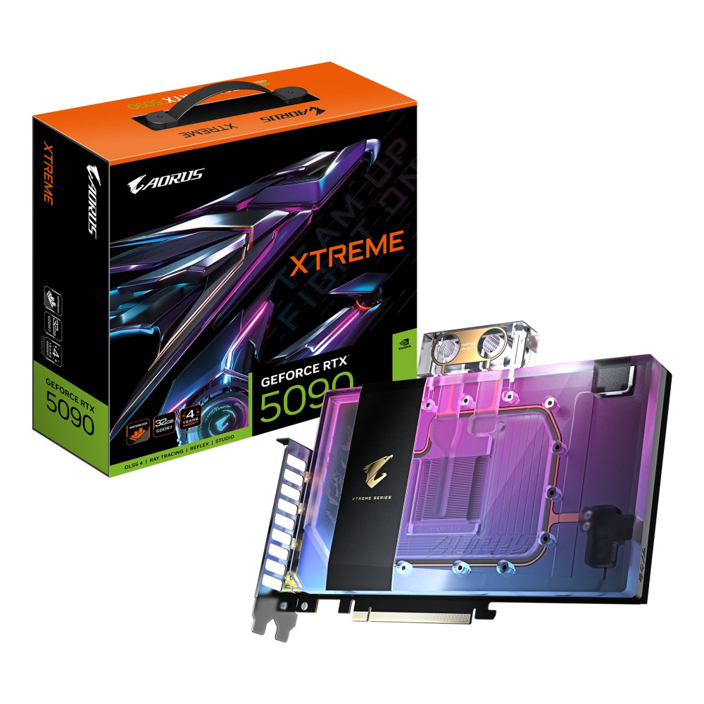 GIGABYTE AORUS GeForce RTX 5090 XTREME WATERFORCE WB 32G Scheda Grafica - 32 GB GDDR7, 512 bit, PCI-E 5.0, 2655 MHz Frequenza Ba