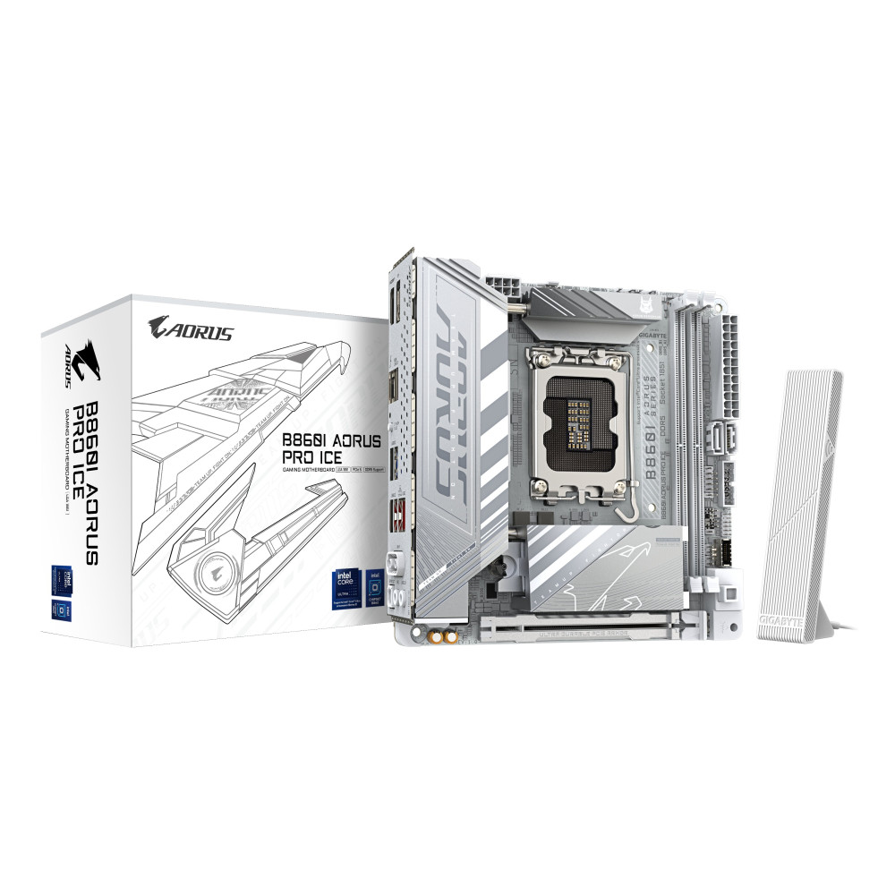 GIGABYTE B860I AORUS PRO ICE Scheda madre - CPU Intel Core Ultra, VRM a 8+1+2+1 fasi, fino a 9200MHz DDR5, 1xPCIe 5.0 + 1xPCIe 4