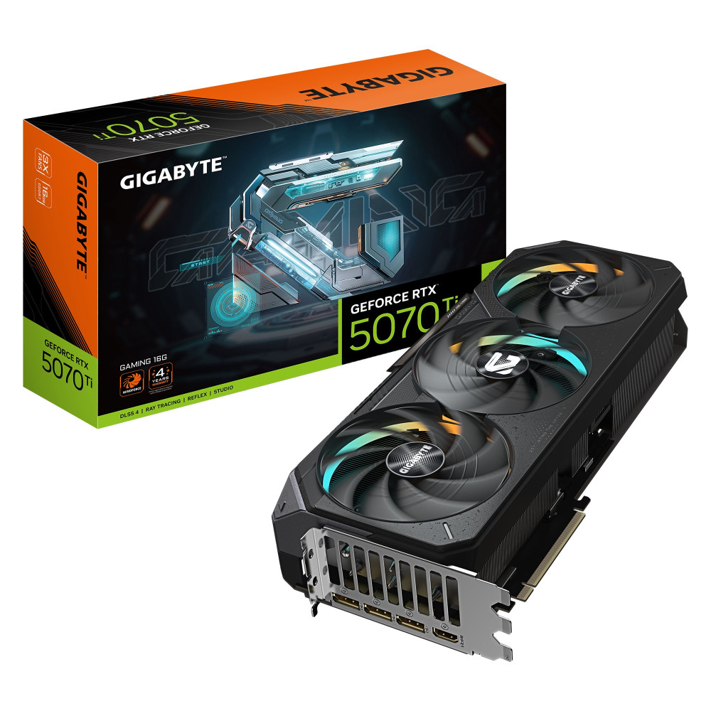 GIGABYTE GeForce RTX 5070 Ti GAMING 16G Scheda grafica - 16 GB GDDR7, 256 bit, PCI-E 5.0, Frequenza core 2452 MHz, 3 x DP 2.1b, 