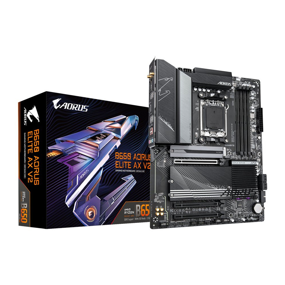 GIGABYTE B650 AORUS ELITE AX V2 Scheda madre - AMD Ryzen serie 9000, VRM a 12+2+2 fasi, fino a 8000 MHz DDR5 (OC), 1xPCIe 5.0 + 