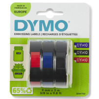 Dymo® Embossing Starter Set per omega e junior, plastica - 1 x lucido nero, rosso, blu