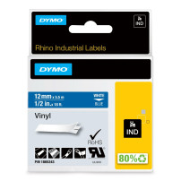 Dymo® Original Ind -script banda per rinoceronte, vinile colorato - bianco su blu
