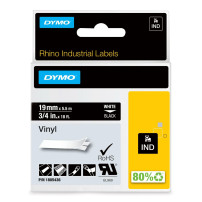 Dymo® Original Ind -script banda per rinoceronte, vinile colorato - bianco su nero