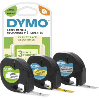 Dymo® Carattere Original Font per lettratag, nero su 1 x carta bianca, giallo in plastica, in plastica argento metallico
