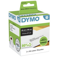 Dymo® Etichetta originale per etichetta ™, indirizzo - bianco - adesivo permanentemente, 2 x 130 etichette