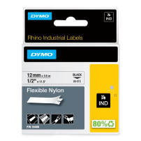 Dymo® Banda Ind -Font originale per rinoceronte, flessibile e nylon resistente alla lacrima -nero su bianco