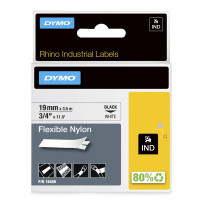 Dymo® Banda Ind -Font originale per rinoceronte, flessibile e nylon resistente alla lacrima -nero su bianco