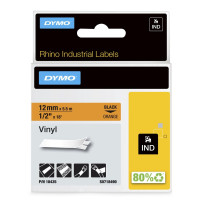 Dymo® Band Ind -letter ind -letter per rinoceronte, vinile colorato - nero su arancione