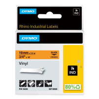 Dymo® Band Ind -letter ind -letter per rinoceronte, vinile colorato - nero su arancione