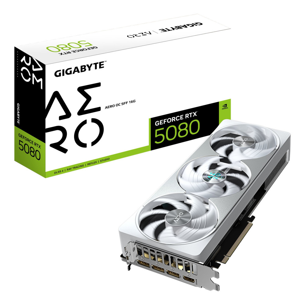 GIGABYTE GeForce RTX 5080 AERO OC SFF 16G Scheda Grafica - 16GB GDDR7, 256 bit, PCI-E 5.0, 2730MHz Core Clock, 3 x DisplayPort, 