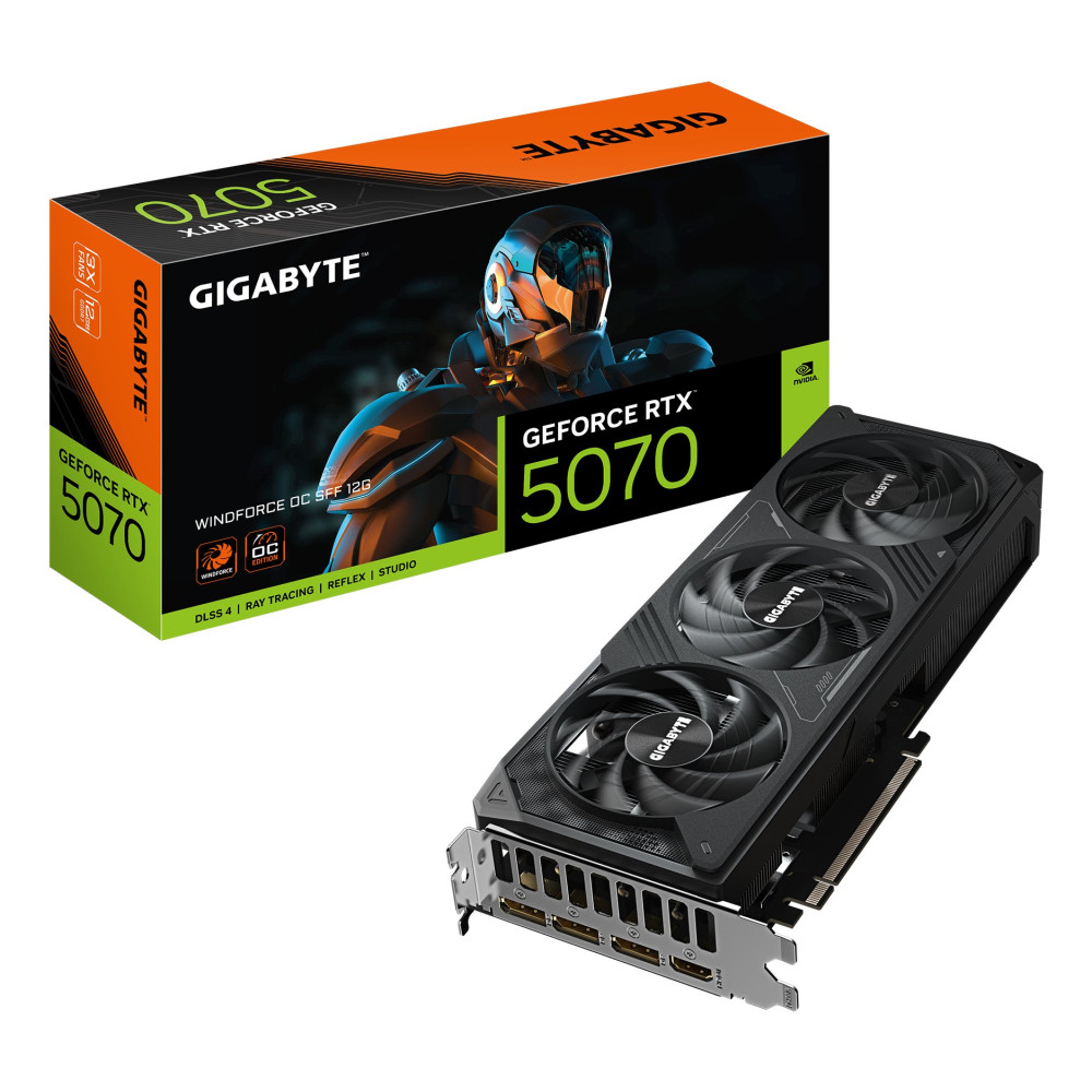 GIGABYTE GeForce RTX 5070 WINDFORCE OC SFF 12G Scheda Grafica - 12GB GDDR7, 192 bit, PCI-E 5.0, 2542 MHz Core Clock, 3 x DP 2.1a