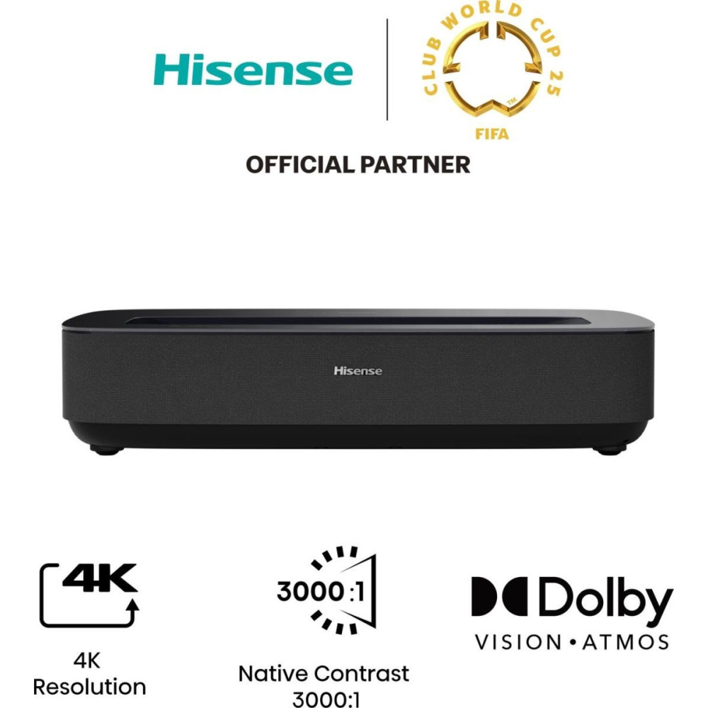 Hisense Laser Cinema 4K PL1SE, da 80" fino a 120", Proiettore raggio ultra-corto Single Laser, Smart TV VIDAA U6, Wifi, Bluetoot