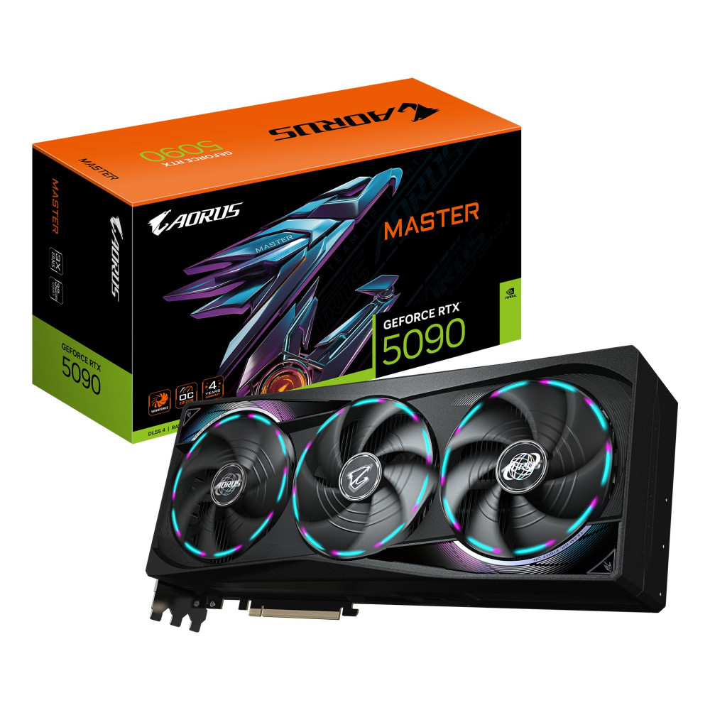 GIGABYTE AORUS GeForce RTX 5090 MASTER 32G Scheda Grafica - 32 GB GDDR7, 512 bit, PCI-E 5.0, 2655MHz Frequenza Base, 3 x DP 2.1a