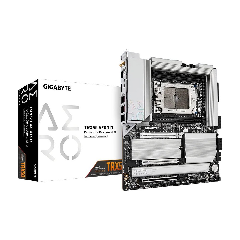GIGABYTE TRX50 AERO D Scheda madre - Supporta AMD Ryzen Threadripper 9000 Series CPUs, 16+8+4 Phases Digital VRM, up to 7800MHz 