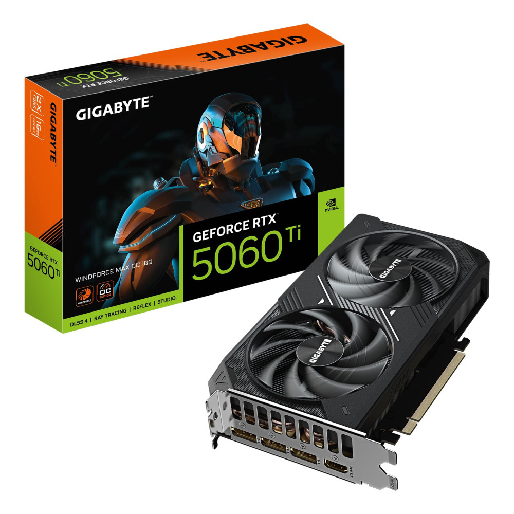 GIGABYTE GeForce RTX 5060 Ti WINDFORCE MAX OC 16G Scheda Grafica – 16 GB GDDR7, 128 bit, PCI-E 5.0, 2587 MHz Frequenza del core,