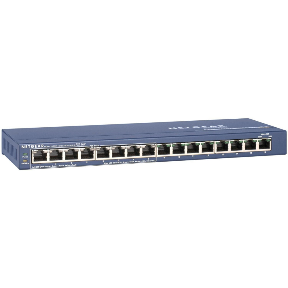 Netgear FS116P Switch POE da 16 mbit/s a 16 porte Netgear FS116P Switch POE da 16 mbit/s a 16 porte