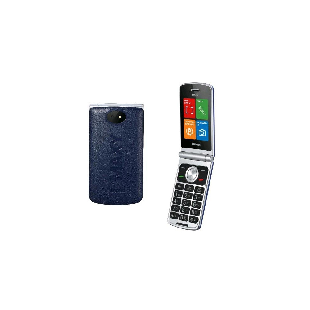 BRONDI MAXY DUAL SIM 2.8" CLAMSHELL FLIP ATTIVO TASTI RETROILLUMINATI MEMORIE DIRETTE DA 2 A 9 CHIAMATA RAPIDA ITALIA DARK BLUE