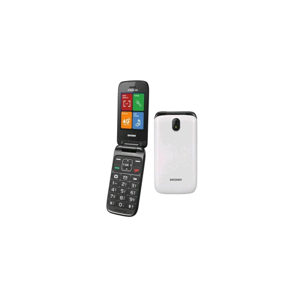 BRONDI STRIKE 4G DUAL SIM 2.8" CLAMSHELL FLIP ATTIVO 3 TASTI CHIAMATA RAPIDA 4G LTE LIGHT GREY