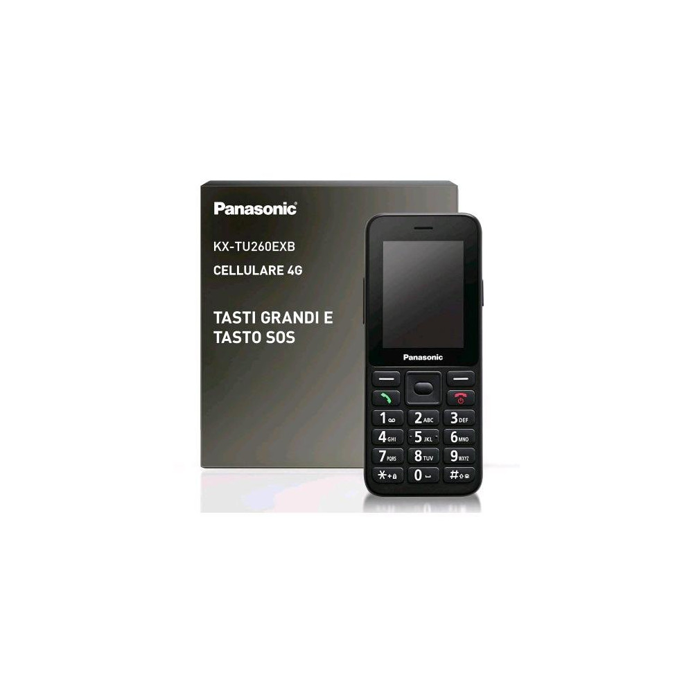 PANASONIC KX-TU260EXB 4G 2.4" SENIOR PHONE TASTI GRANDI E TASTO SOS FACILE DA USARE IP44 4G ITALIA BLACK