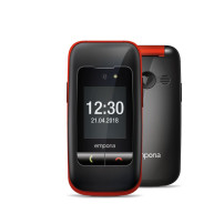 EMPORIA ONE SENIOR PHONE 2G 2.8" CLAMSHELL TASTI GRANDI SOS OPZIONALE 3 TASTI SCELTA RAPIDA FOTOCAMERA BLACK RED