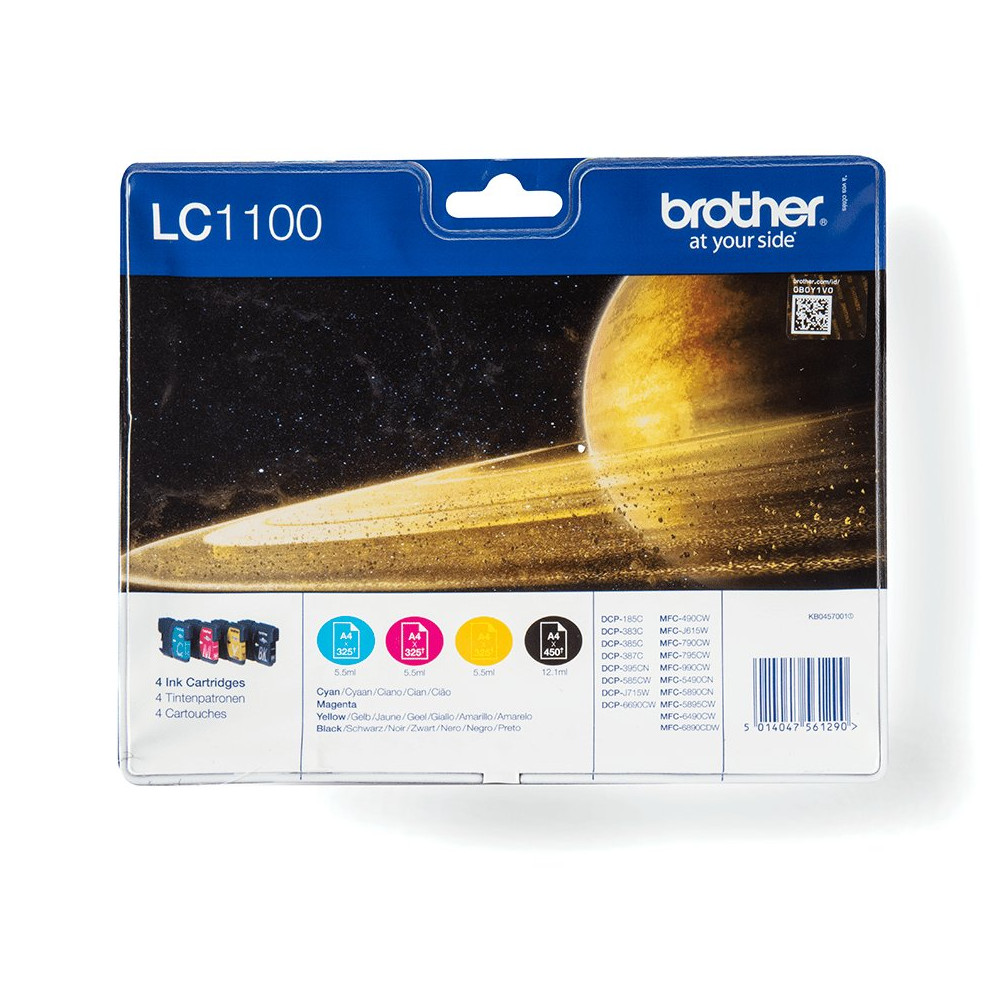 Brother LC1100VALBPDR cartuccia d'inchiostro 4 pz Originale Nero, Ciano, Magenta, Giallo Brother LC1100VALBPDR cartuccia d'inchiostro 4 pz Originale Nero, Ciano, Magenta, Giallo