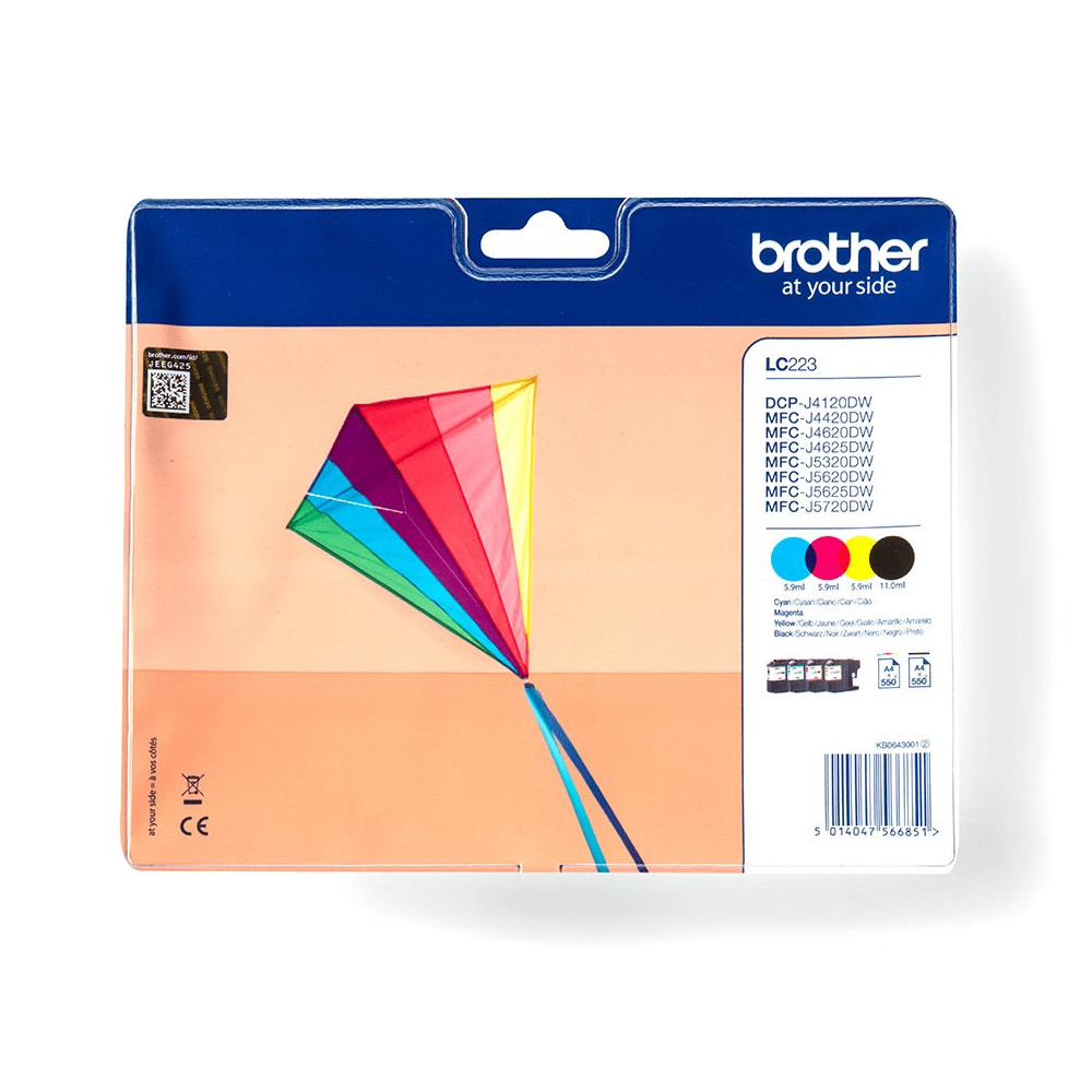 Brother LC223VALBPDR cartuccia d'inchiostro 4 pz Originale Nero, Ciano, Magenta, Giallo Brother LC223VALBPDR cartuccia d'inchiostro 4 pz Originale Nero, Ciano, Magenta, Giallo