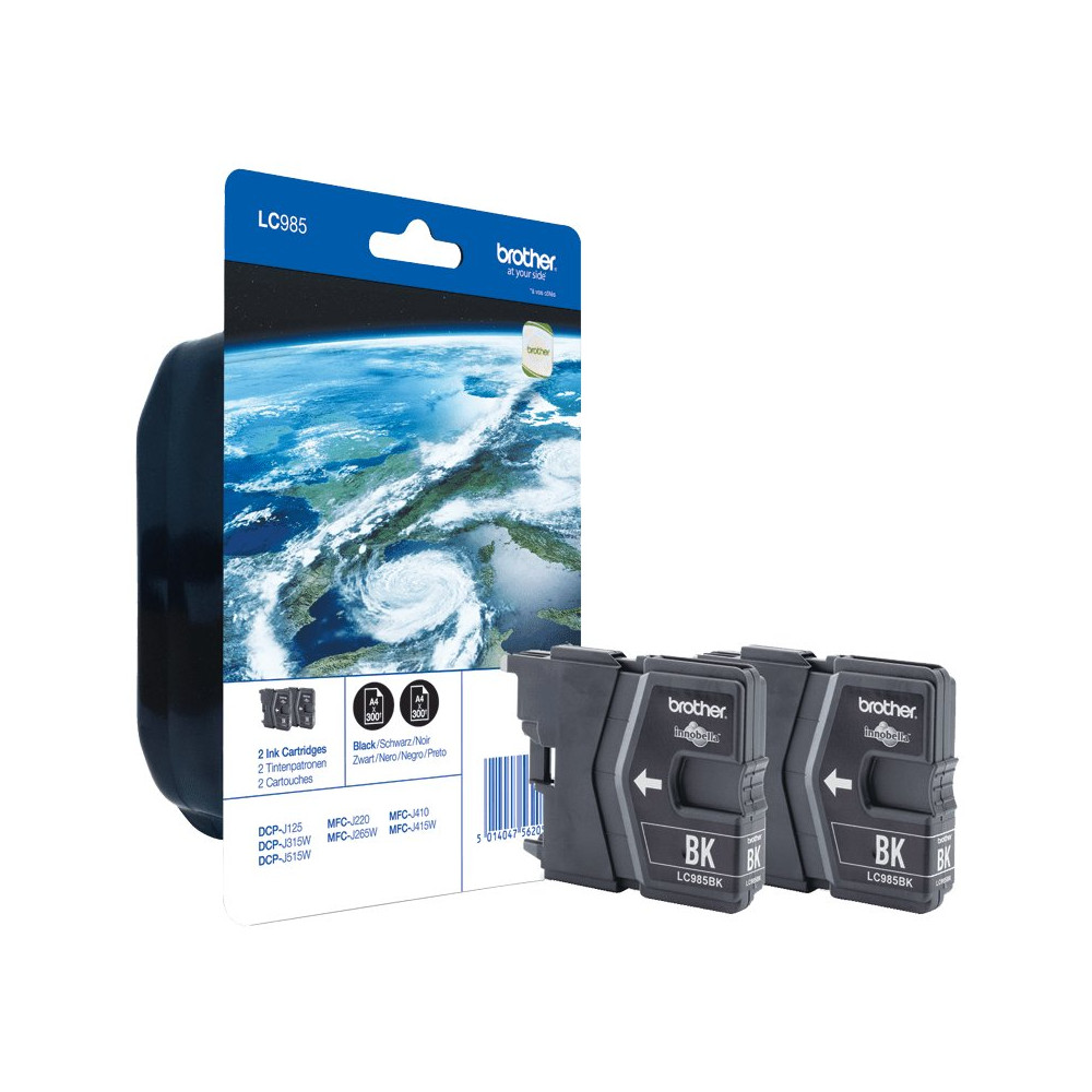 Brother LC-985BKBP2DR cartuccia d'inchiostro 2 pz Originale Resa standard Nero Brother LC-985BKBP2DR cartuccia d'inchiostro 2 pz Originale Resa standard Nero
