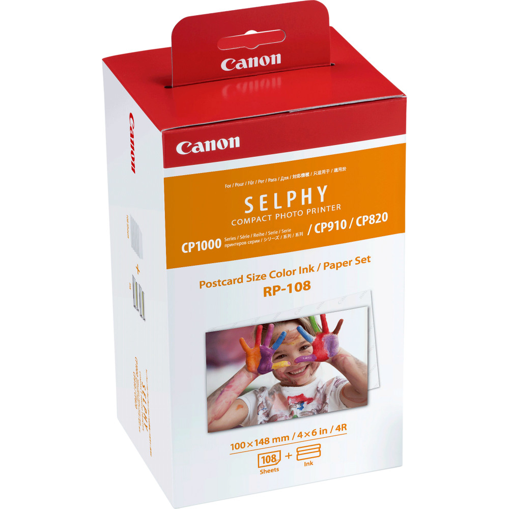 Canon Set inchiostro a colori RP-108 e carta 100 x 148 mm, 108 fogli Canon Set inchiostro a colori RP-108 e carta 100 x 148 mm, 108 fogli