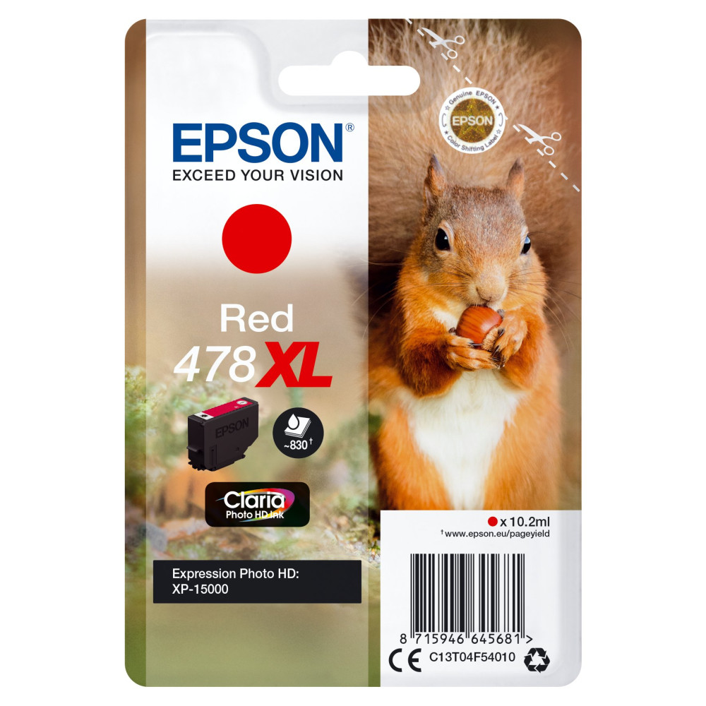 Epson Squirrel Singlepack Red 478XL Claria Photo HD Ink Epson Squirrel Singlepack Red 478XL Claria Photo HD Ink
