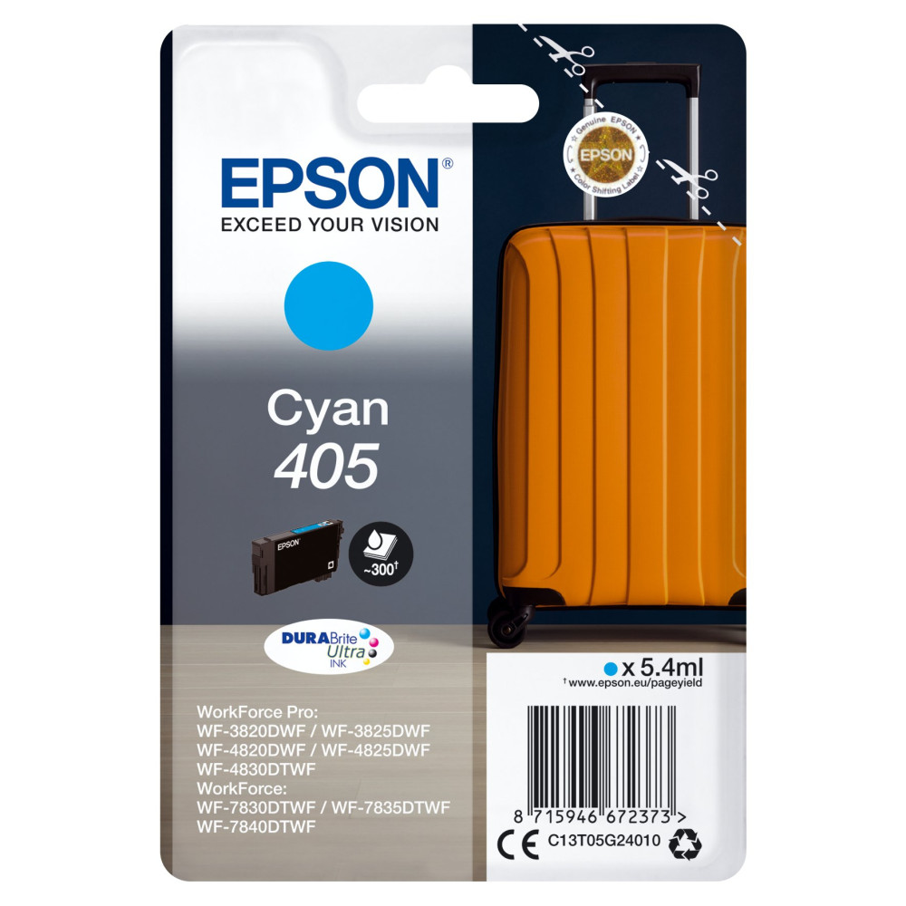 Epson Singlepack Cyan 405 DURABrite Ultra Ink Epson Singlepack Cyan 405 DURABrite Ultra Ink